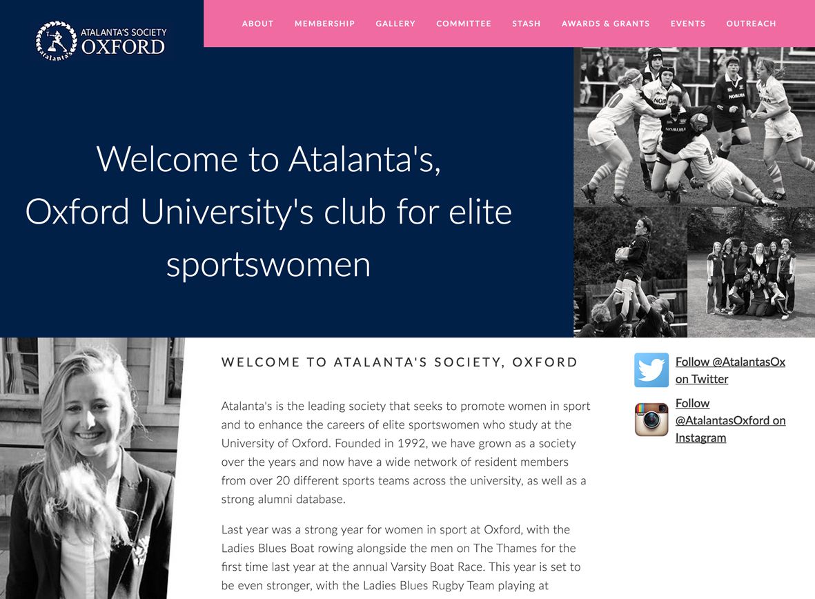 Website screenshot for Atalanta's Society