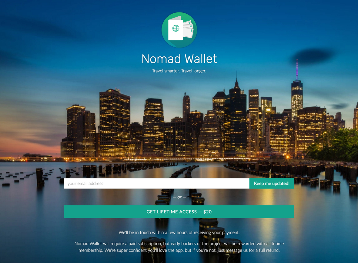 Website screenshot for Nomad Wallet